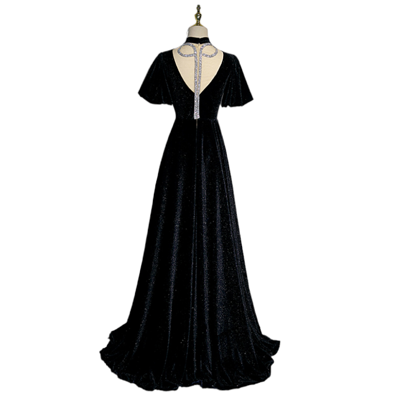 Off Shoulder Long Velvet Dresses with Slit Red Plus Size