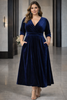 Elaria Plus Size Velvet Wrap Midi Dress