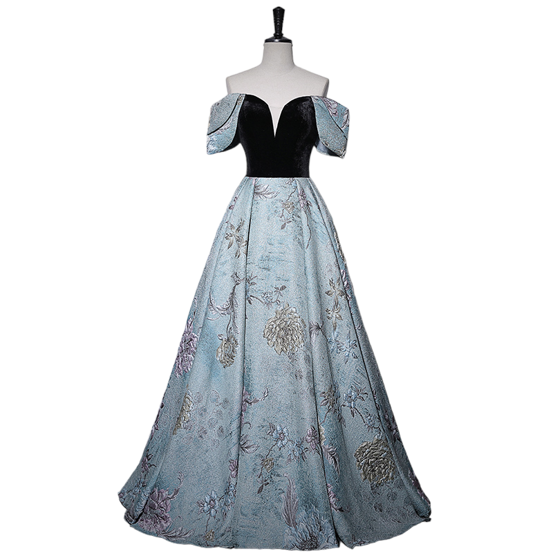 Plus Size Vintage Brocade Evening Dress
