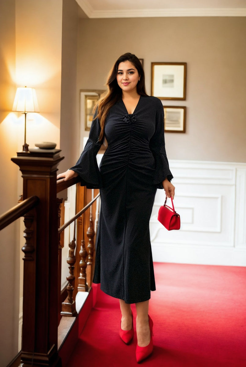 Gosopin Plus Size Vintage Dress Office Ladies Sexy New Fashion Summer Dress With Belt European Patchwork Party Dresses LC61970 main image 1