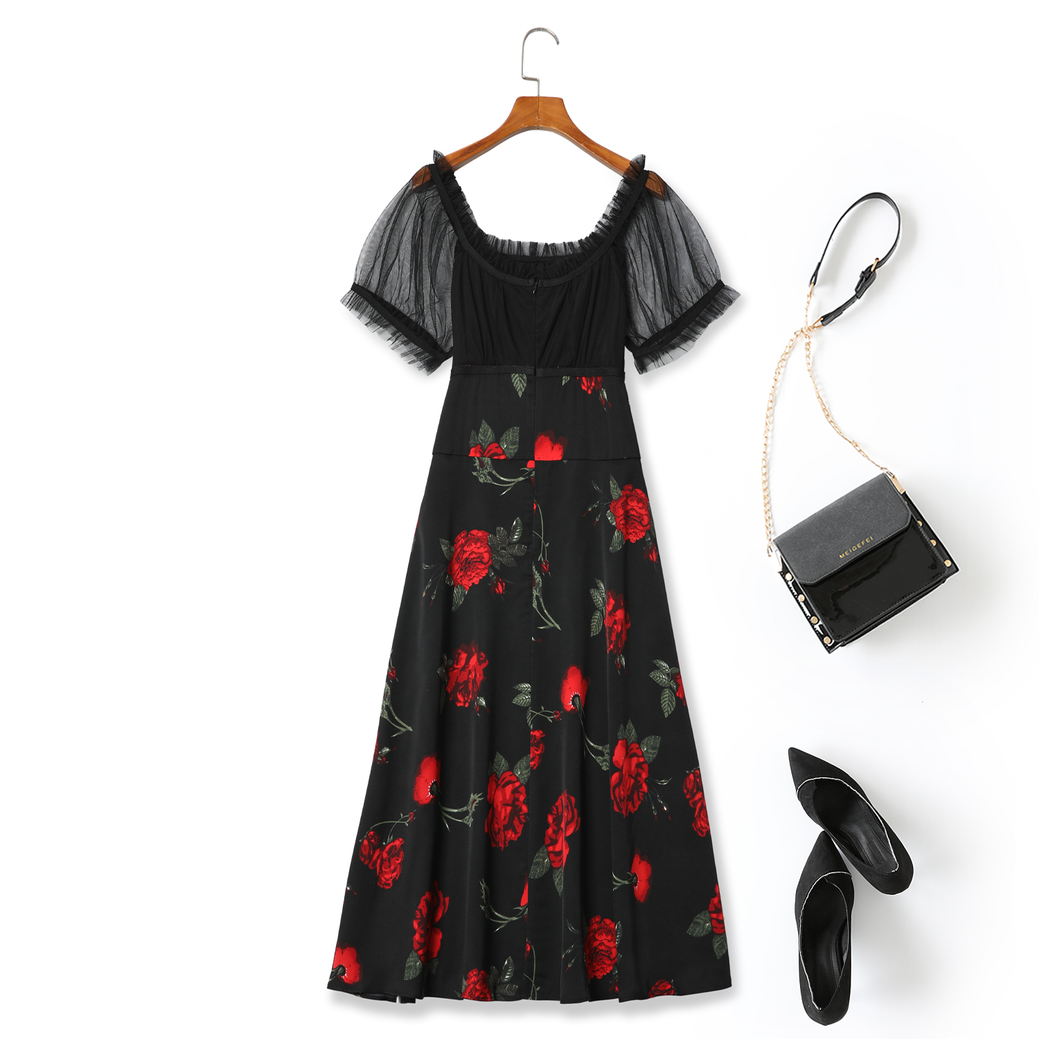 Plus Size Women Casual Retro Flower 100% Rayon Stitching Dress