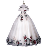 Plus Size Vintage Roses Ball Gown - Cream