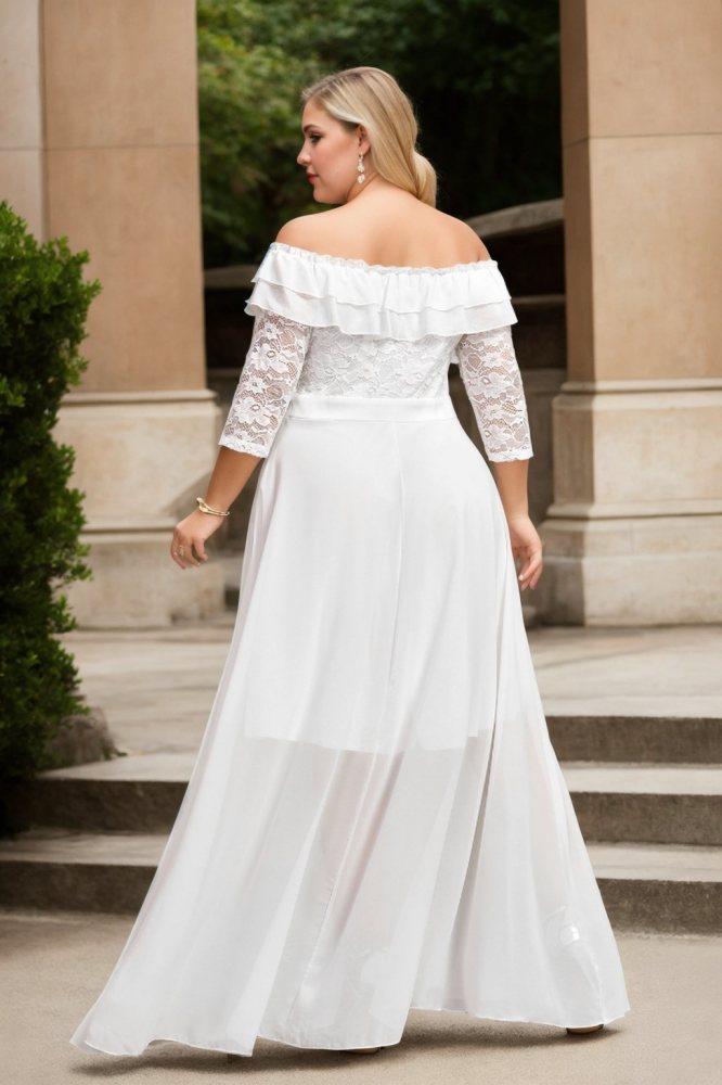 Airlea Plus Size White Bardot Evening Dress– Hello Curve