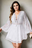 Trisha Plus Size White Bohemian Flare Sleeve Dress