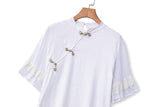 Laylin Plus Size White Qipao Blouse and Skirt Set