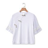 Plus Size White Qipao Blouse