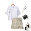 Laylin Plus Size White Qipao Blouse and Skirt Set