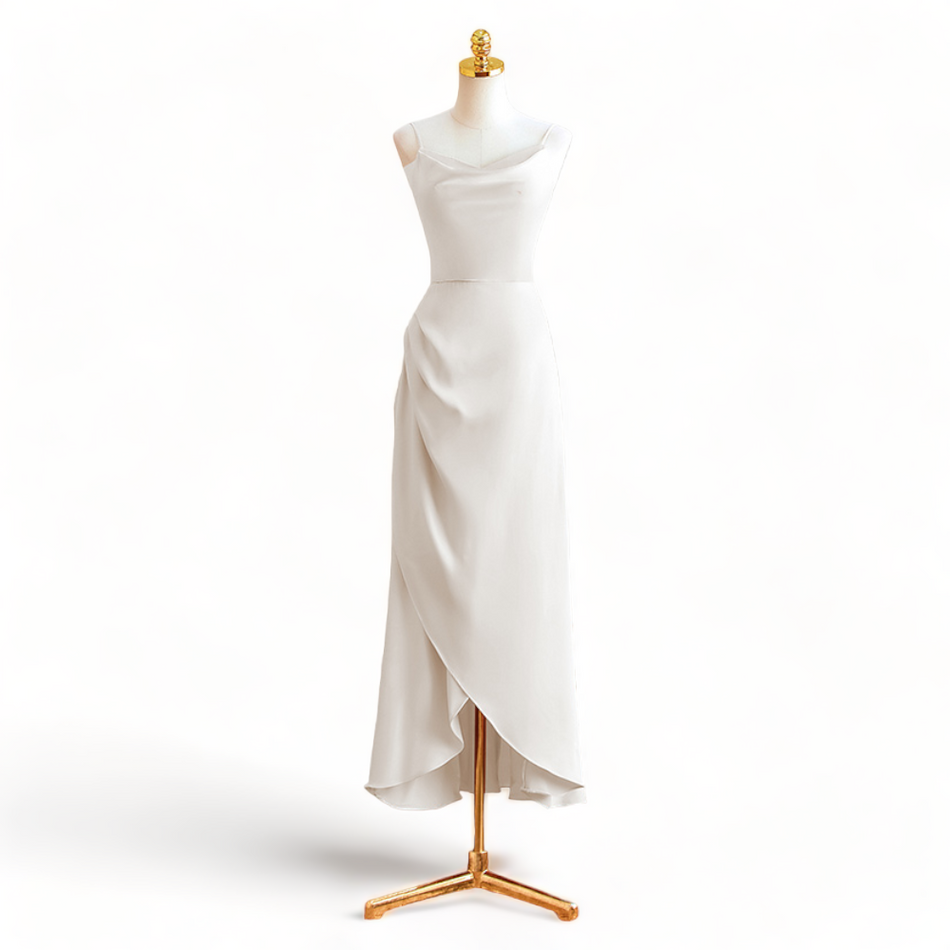 Plus Size White Cowl Neck Maxi Dress