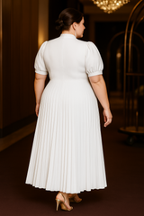 Plus Size White Formal Maxi Dress - back view
