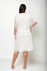 Plus Size White Lace Dress - Back View