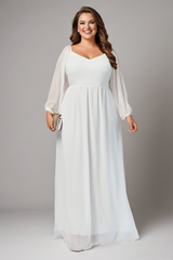 Plus Size White Long Sleeve Maxi Dress