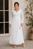 Charlotte Plus Size White Long Sleeve Maxi Dress for Weddings