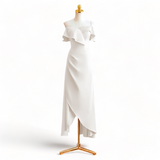 Plus Size White Satin Off Shoulder Dress