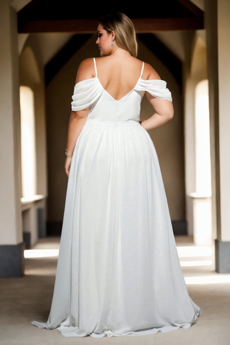 Fiona Plus Size White Off Shoulder Formal Dress– Hello Curve