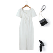Plus Size White Pencil Dress - Front View