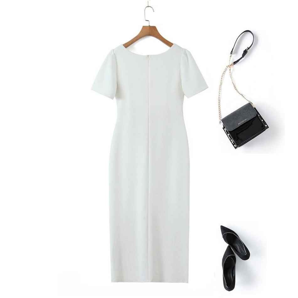 Plus Size White Pencil Dress White / 4XL Plus Size White Pencil Dress White / 4XL