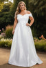 Saskia Plus Size White Satin Off Shoulder Gown