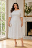 Luane Plus Size White Sequin Cocktail Dress with Sleeves