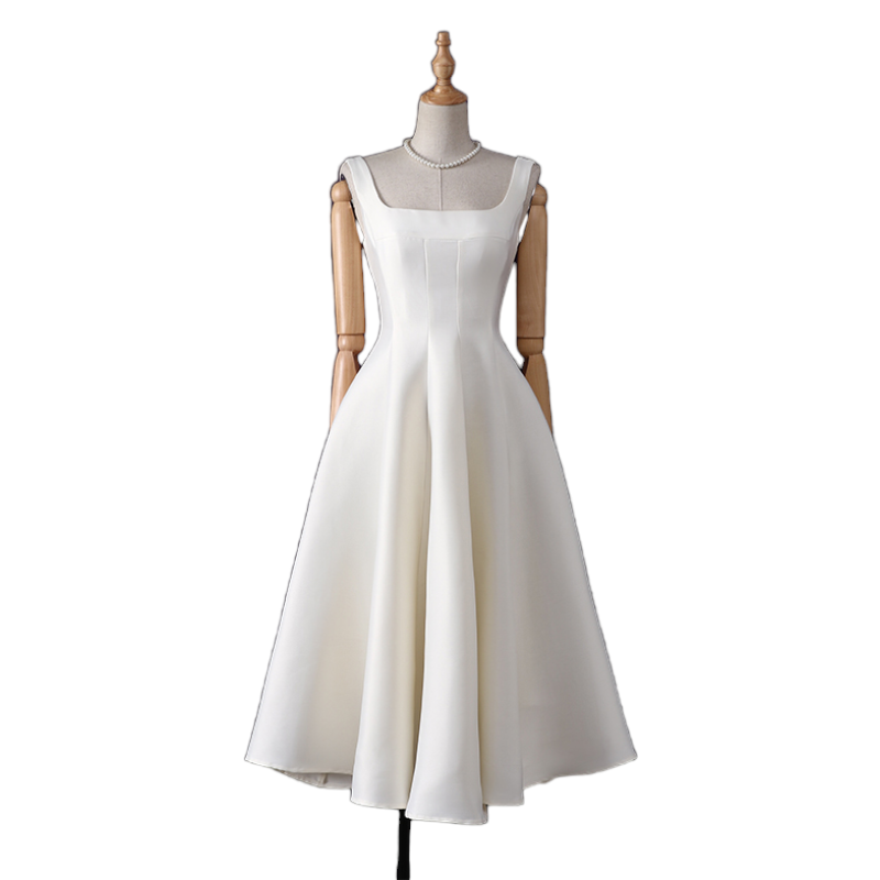 Plus Size White Square Neck Cocktail Dress– Hello Curve