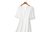 Carla Plus Size White V Neck Dress