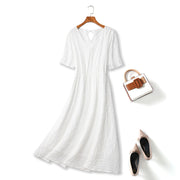Plus Size White V Neck Dress