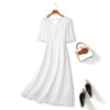 Carla Plus Size White V Neck Dress