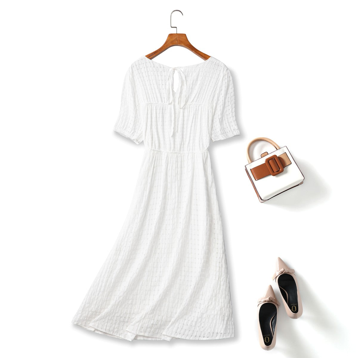 Lace and Chiffon Full Length Dress with V-neck White Plus Size