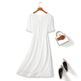 Plus Size White V Neck Dress Back View