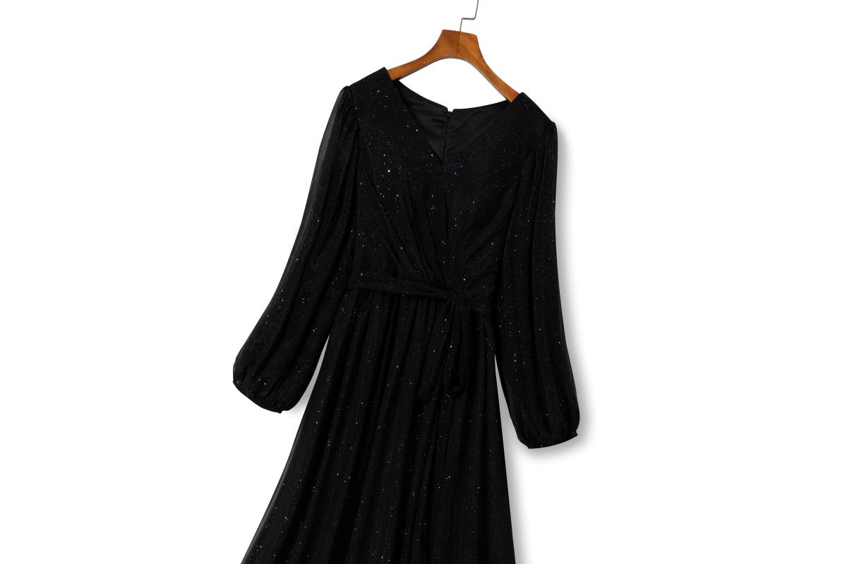 Plus Size Wrap Black Long Sleeve Maxi Dress– Hello Curve
