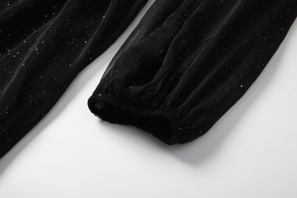 Plus Size Wrap Black Long Sleeve Maxi Dress