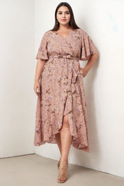 Plus Size Wrap Floral Dress