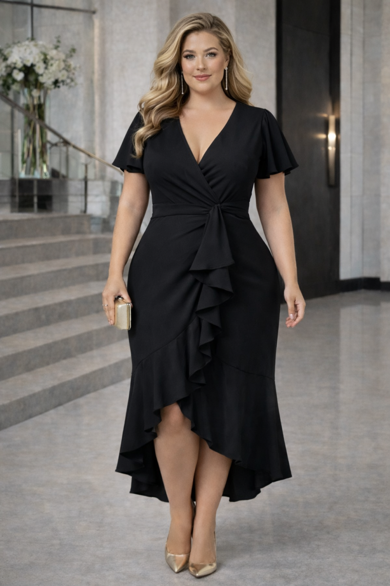 Isadora Plus Size Wrap Mermaid Dress– Hello Curve