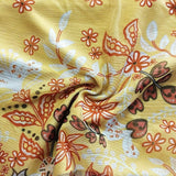 Plus Size Wedding Guest Midi Dress in yellow floral mesh stretchy comfortable fabric