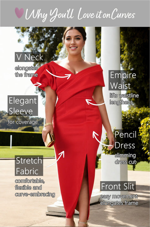 Arden Plus Size Red Off Shoulder Cocktail Dress