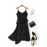 Arielle Polka Dots Print Peplum Tier Camisole Spaghetti Sleeveless Midi Dress