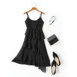 Arielle Polka Dots Print Peplum Tier Camisole Spaghetti Sleeveless Midi Dress