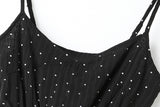 Arielle Polka Dots Print Peplum Tier Camisole Spaghetti Sleeveless Midi Dress