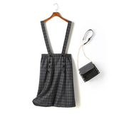 Kimberly Plus Size Black Checked Double Breast Buttons Suspender Skirt