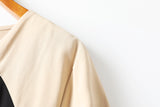 Agatha V Neck Buttons Colourblock Plus Size Long Sleeve Midi Dress