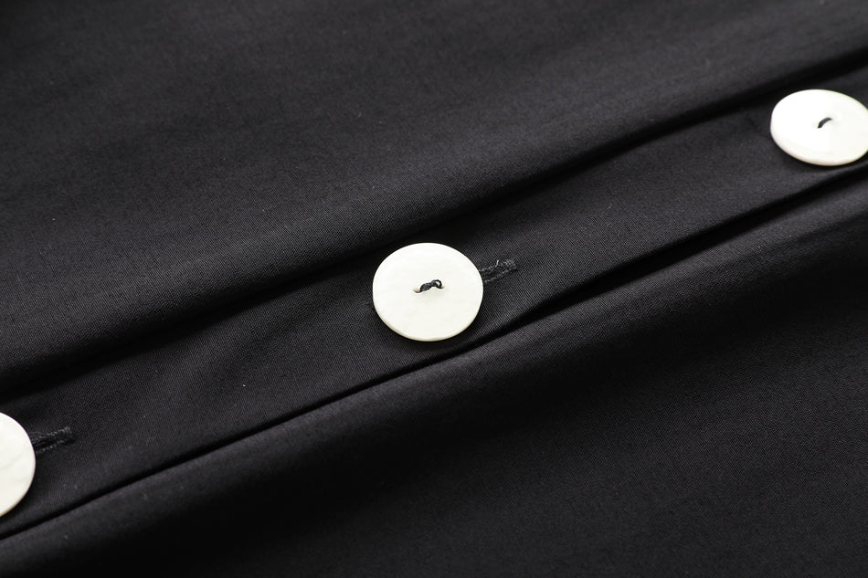 Agatha V Neck Buttons Colourblock Plus Size Long Sleeve Midi Dress