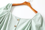 Charlotte Plus Size Square Neck Tortoiseshell Buttons Midi Dress (Green, Black)