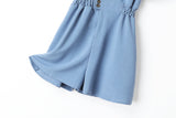 Anais Utility Buttons Plus Size Romper (Blue, Black)