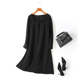 Jenna Plus Size Criss Cross Black Basic Long Sleeve Dress