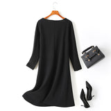 Jenna Plus Size Criss Cross Black Basic Long Sleeve Dress