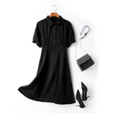 Agnes Buttons Puff Sleeve Short Sleeve Midi Shirt Dress