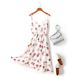Elizabeth Plus Size White Floral Print V Neck Camisole Sleeveless Dress