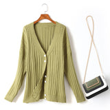 Hana Plus Size Patterned Knit V Neck Cardigan Jacket (Black, Blue, Green, Orange)