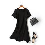 Grace Plus Size Black Irregular Hem Short Sleeve Dress
