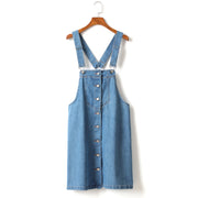 Gladys Plus Size Denim Suspender Dungaree Sleeveless Dress