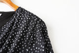 Alyssa Polka Dots Printed V Neck Tier Chiffon Plus Size Short Sleeve Midi Dress